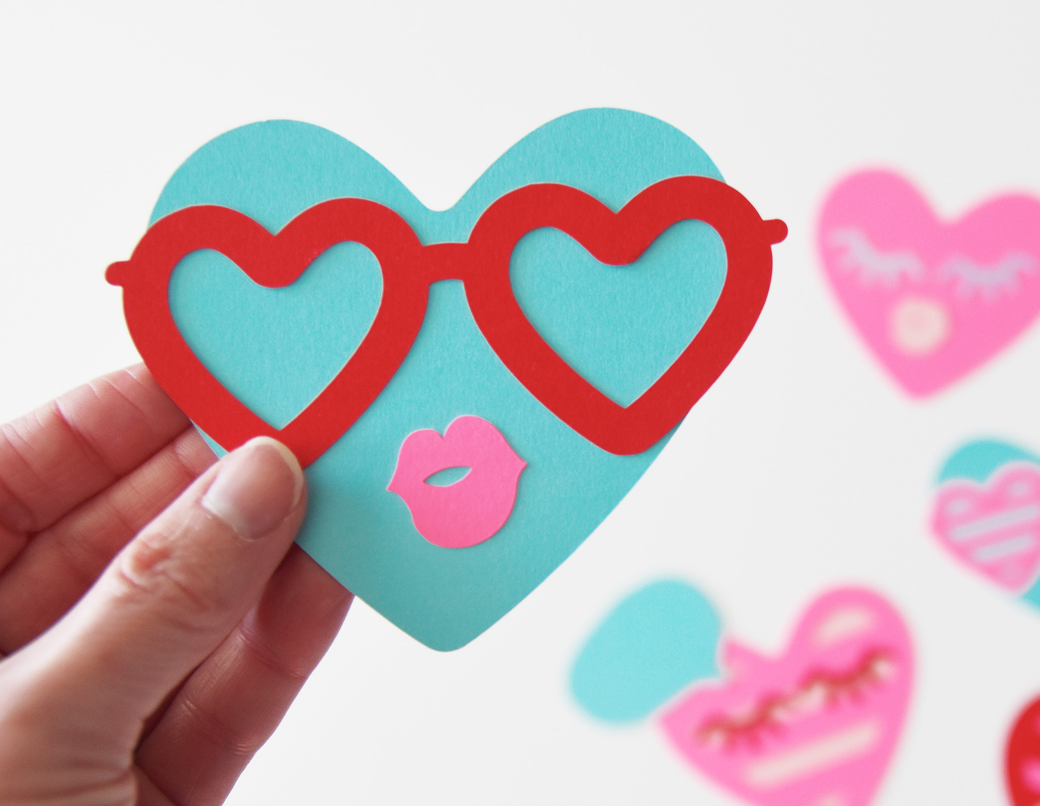 Valentine Heart Faces SVG Template | Cricut, Silhouette, Kid Craft, Classroom Cards