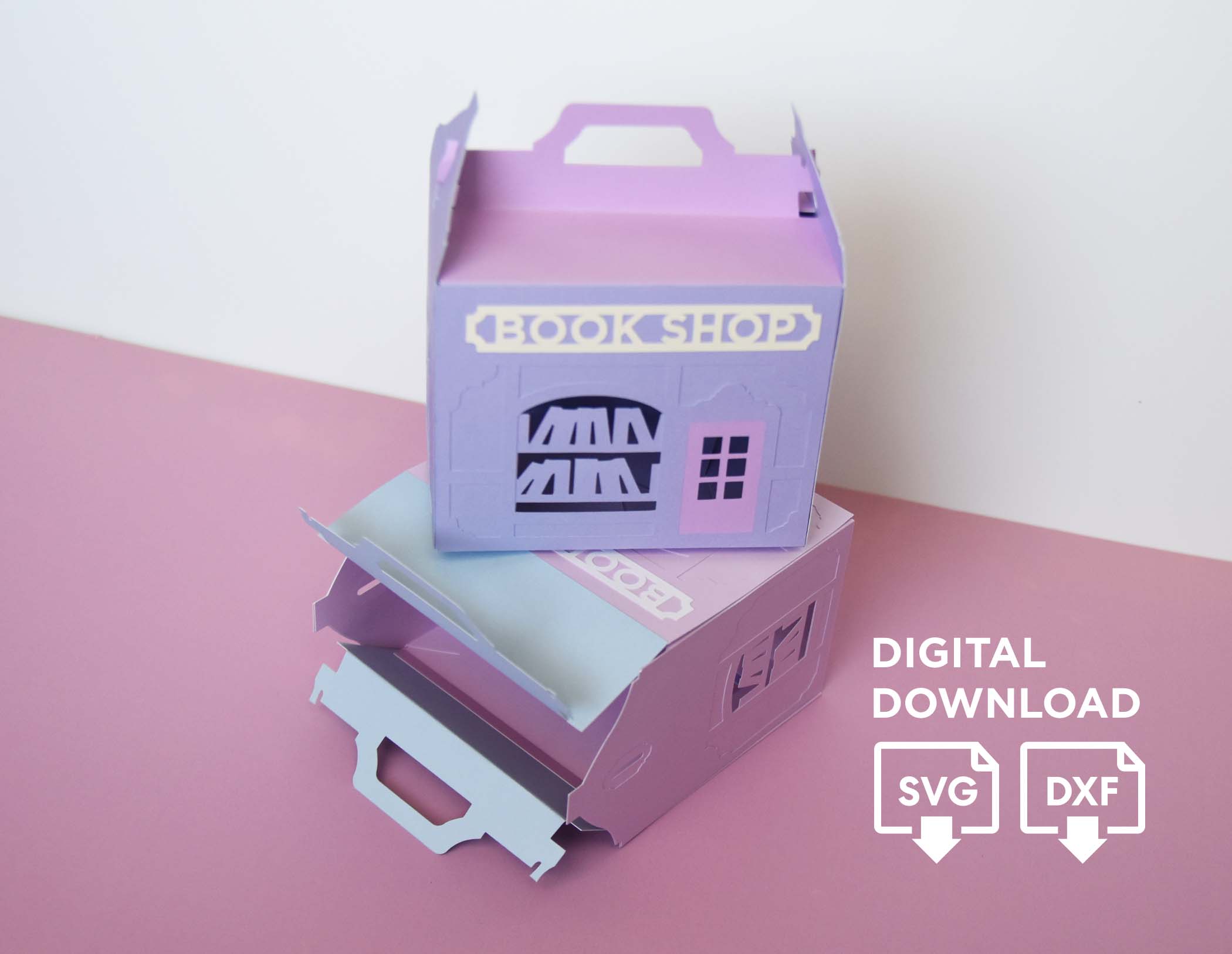 Book Lover Gift Box SVG Template for Cricut, 3D Paper House