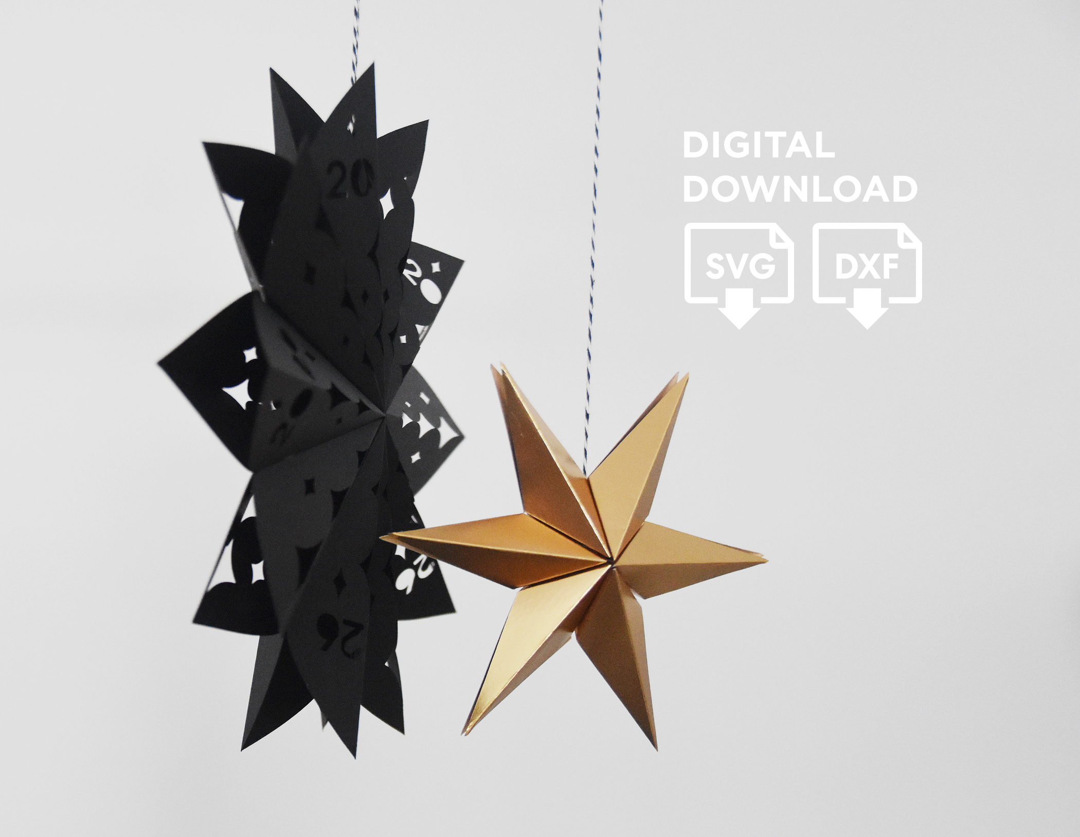 2026 NYE Paper Fan & Star SVG Templates for Cricut or Silhouette