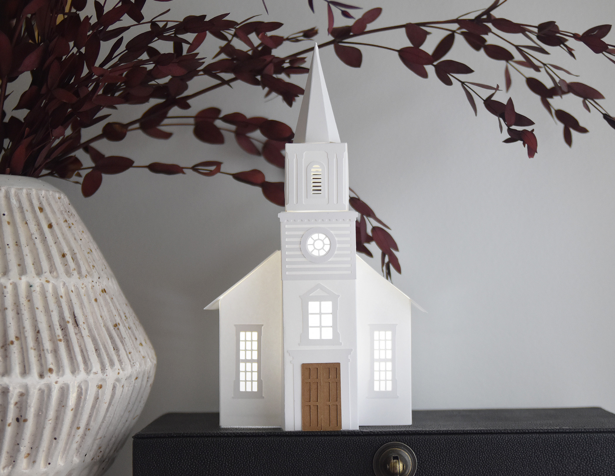 Church SVG Template for Cricut | House Paper Luminary, Christmas Village (Digital Download)