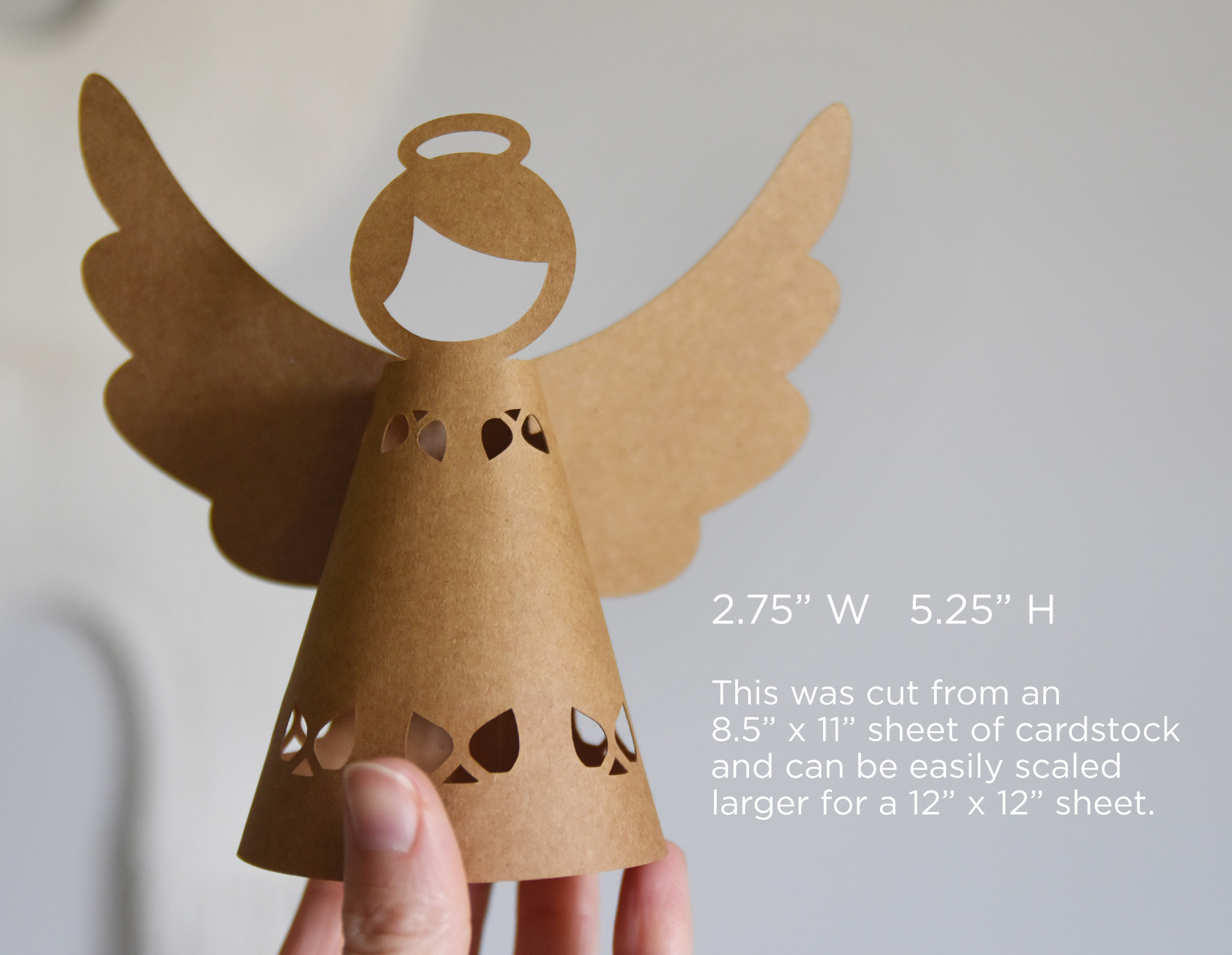3D Paper Angel SVG Template for Cricut, DIY Christmas Mantel Decor
