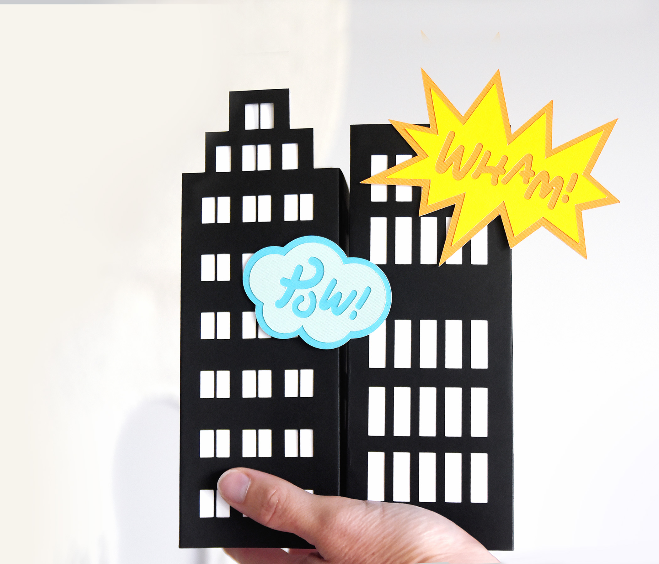 Superhero 3D Skyscraper SVG Template for Cricut, 3D Paper City Skyline
