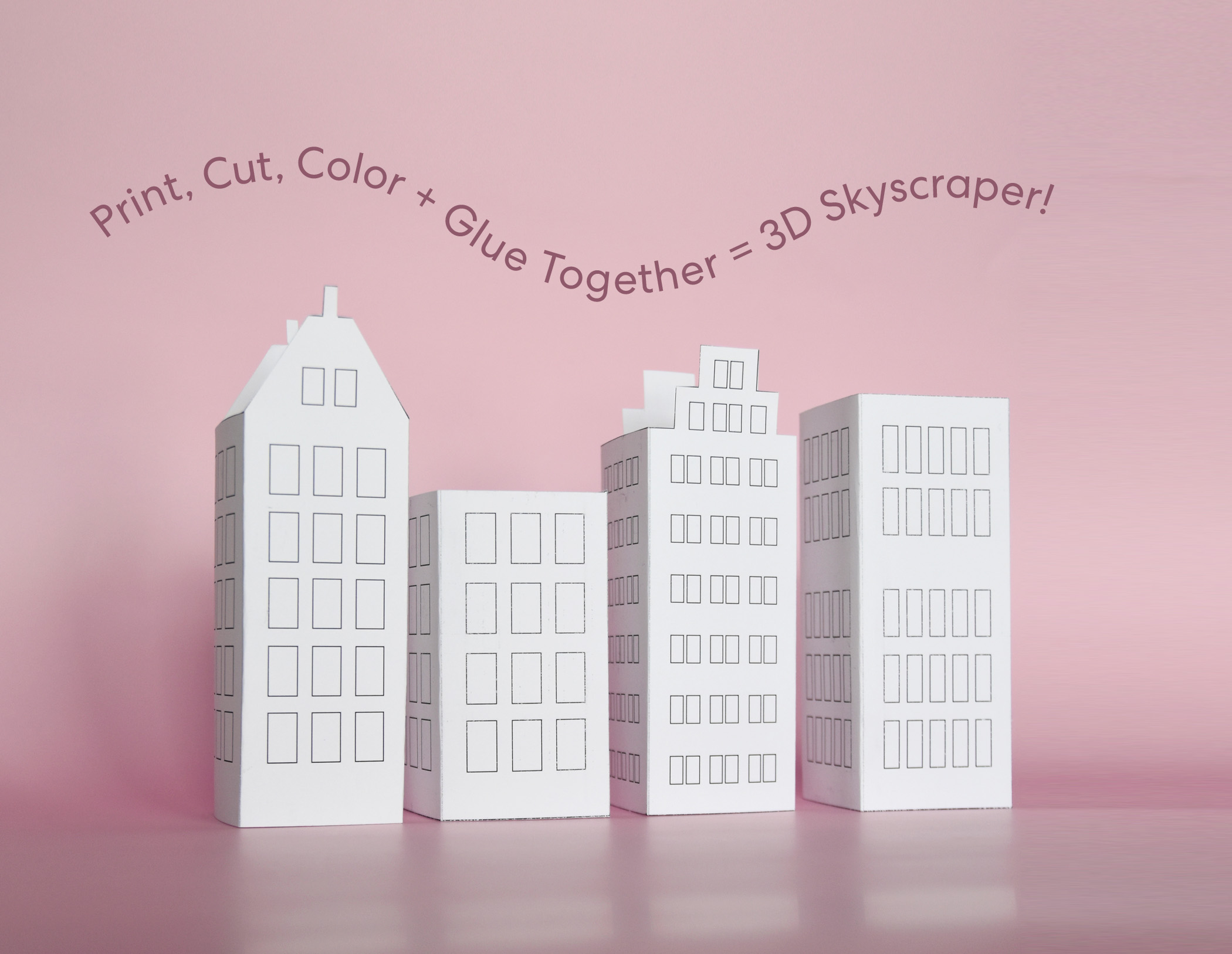 3D Superhero Cityscape Coloring Pages | DIY PDF Printable Skyscraper Set of 4