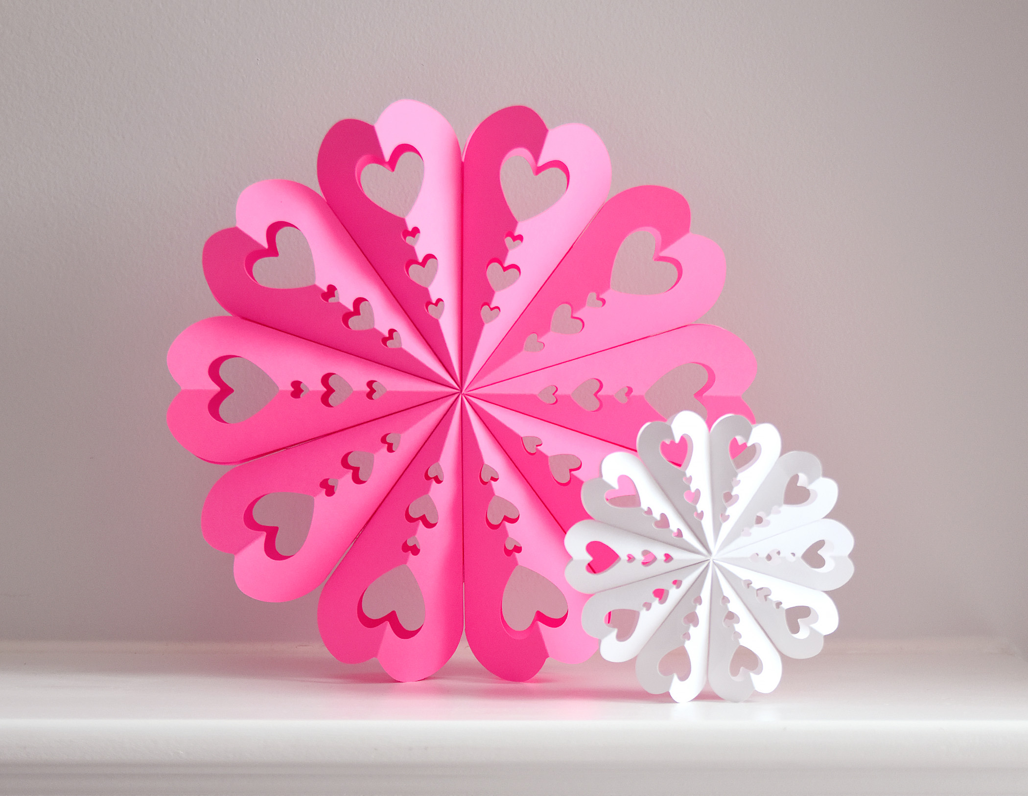 Valentine Paper Fan SVG Template for Cricut, Silhouette, Party Decoration