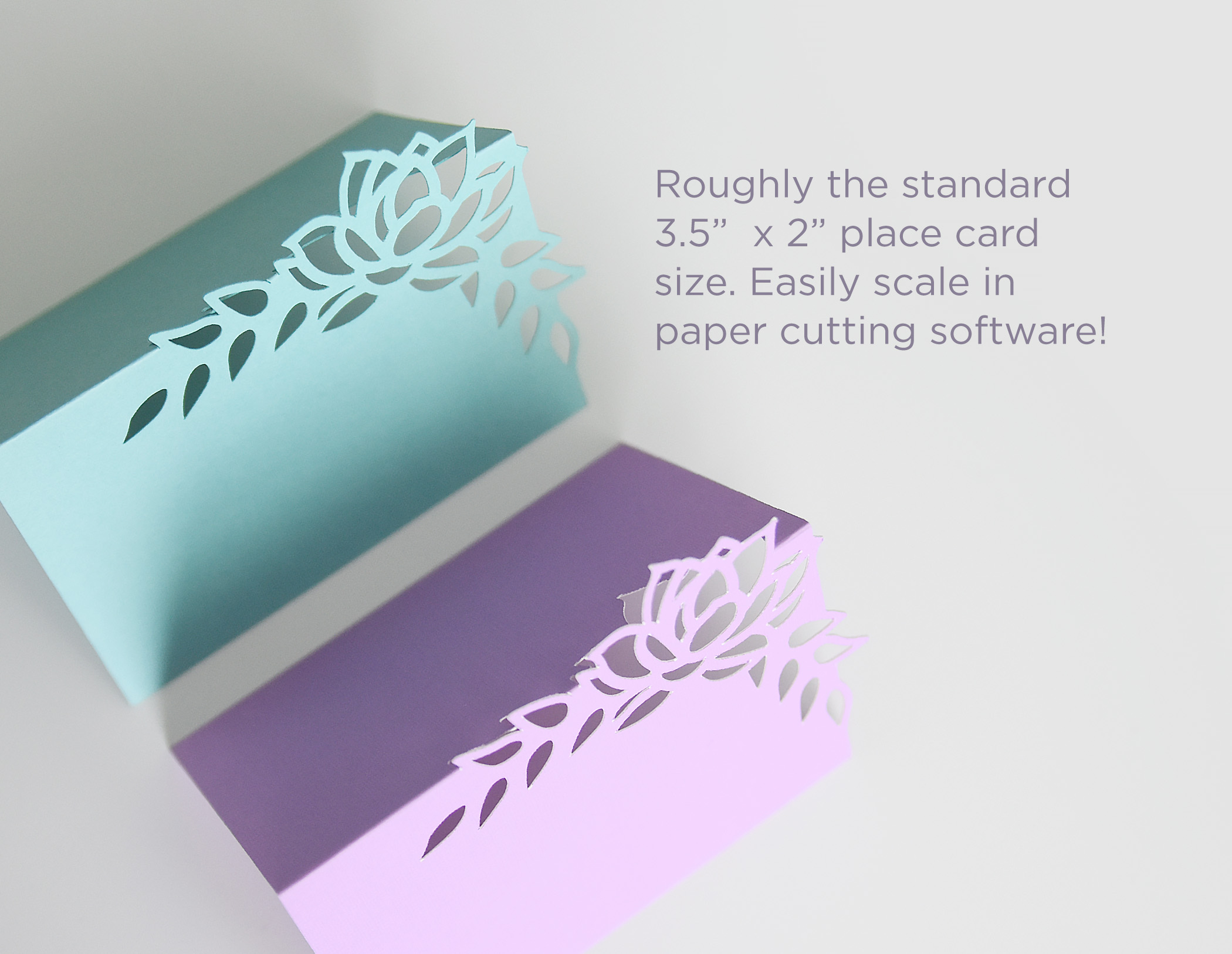 Boho Flower Place Card SVG Template for Cricut, Spring Wedding Table Decor