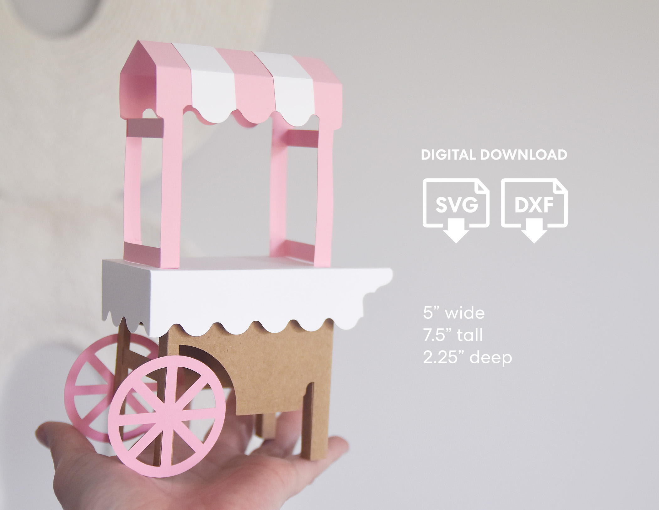 3D Treat Cart SVG Template | Ice Cream Party Decoration