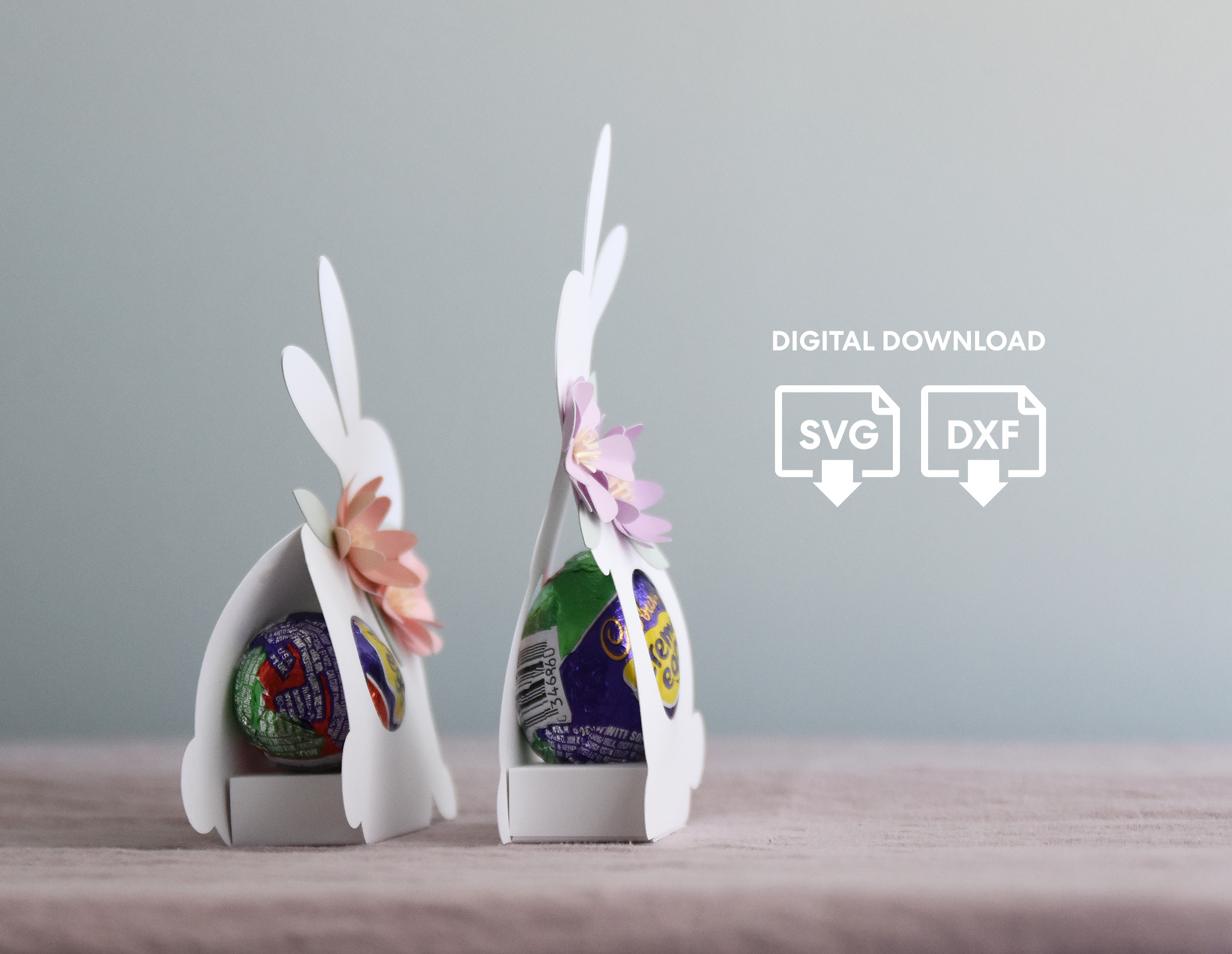 Easter Bunny Candy Holder SVG Template for Cricut, Spring Place Card