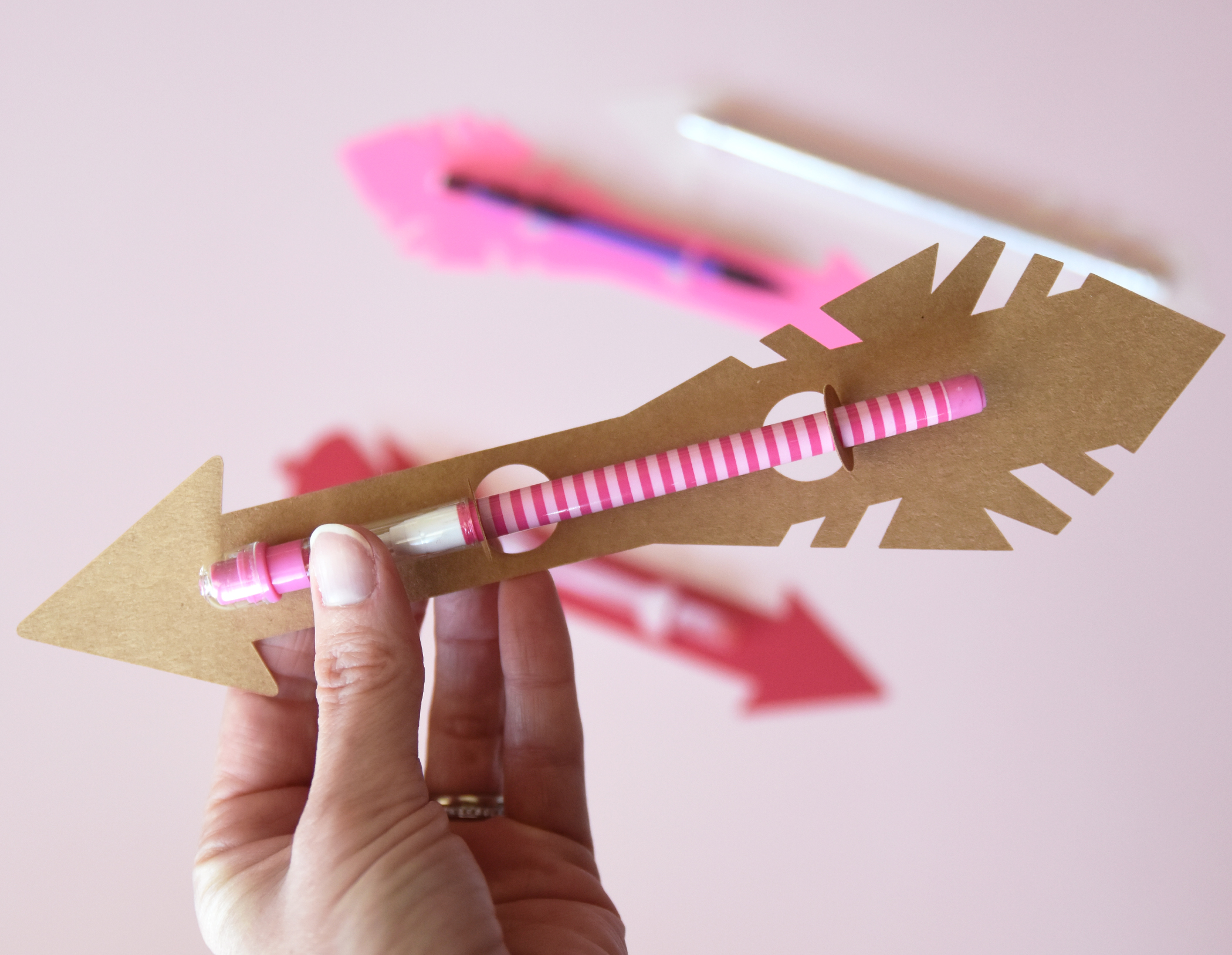 Cupid Arrow Valentine Card Pencil Holder SVG Cutting Files for Cricut, Silhouette