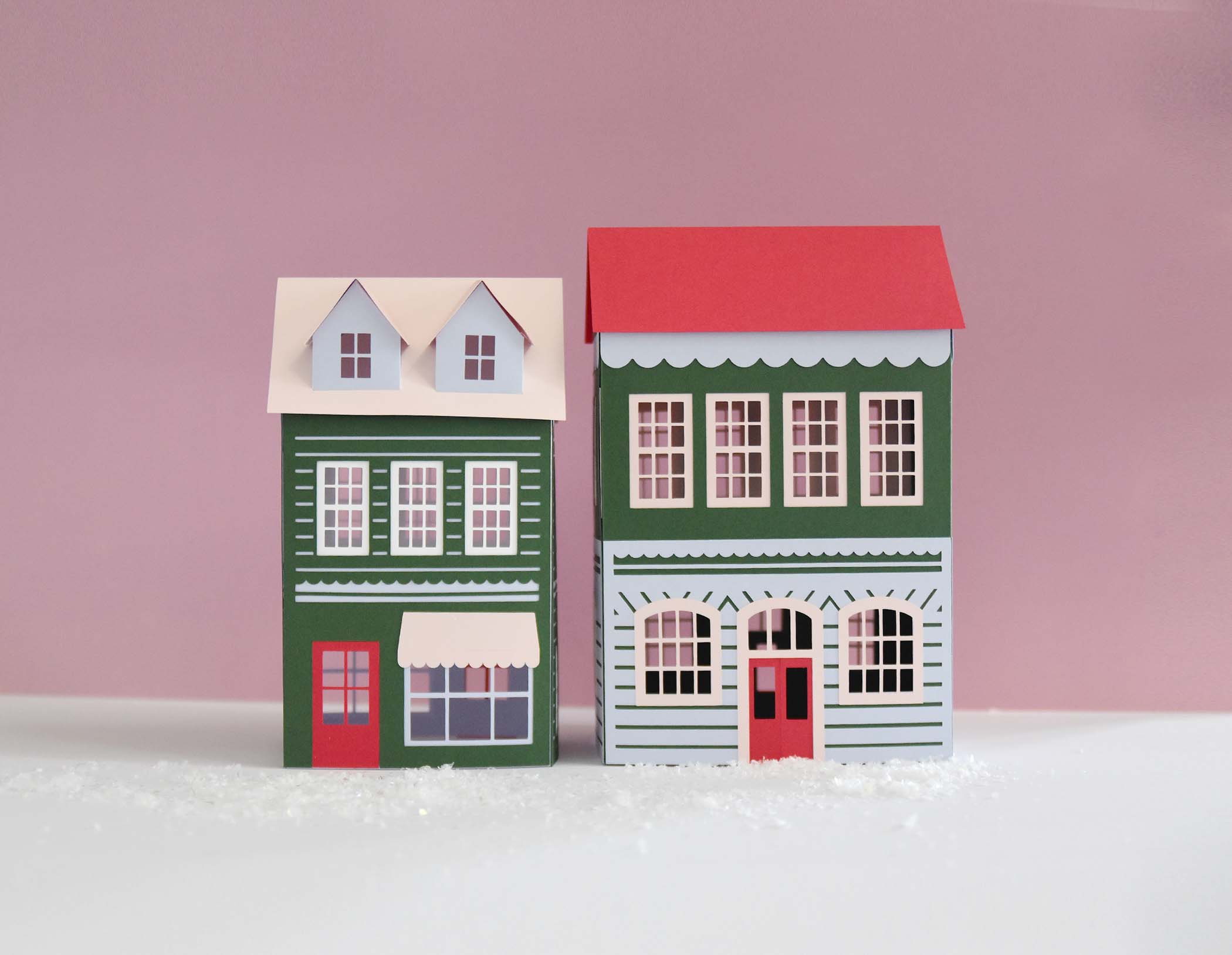 Paper House SVG Template for Cricut, Christmas Village Tutorial