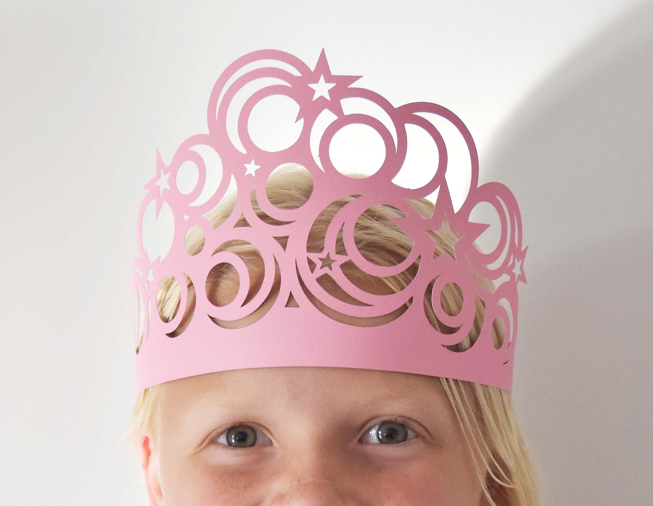 Paper Princess Tiara SVG Template for Cricut | Moon, Stars Design (Digital Download)