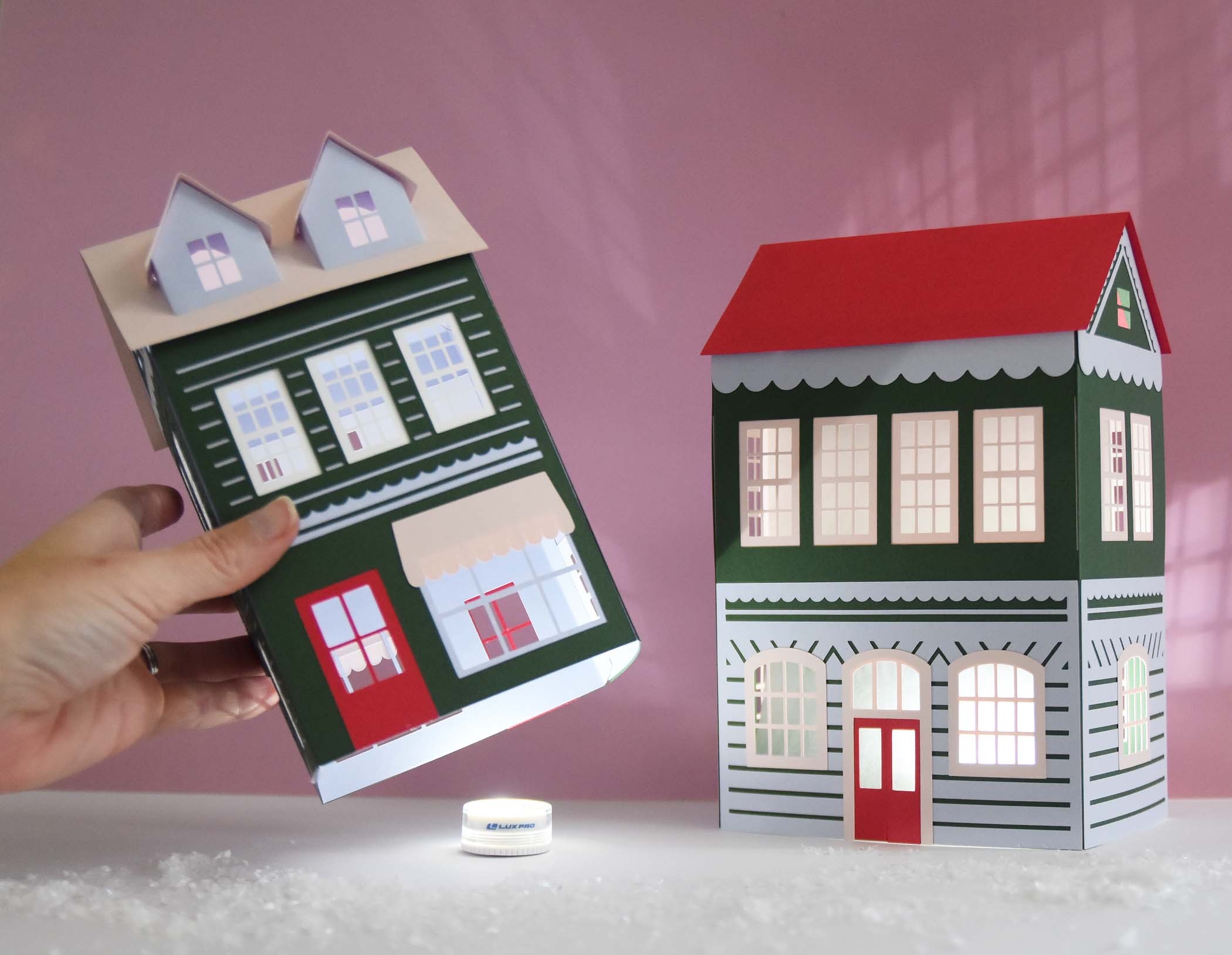 Paper House SVG Template for Cricut, Christmas Village Tutorial