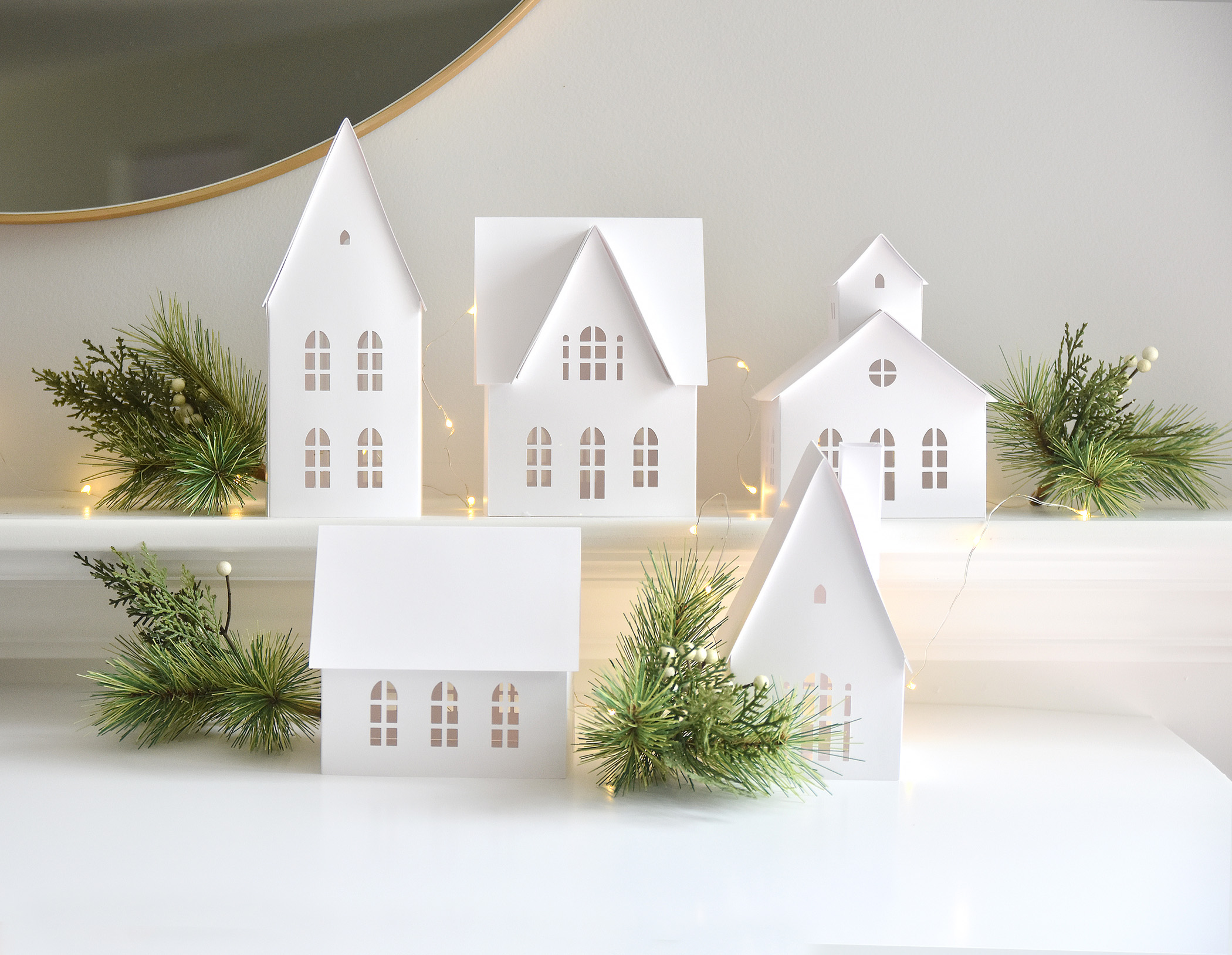 Christmas Village SVG Cut Files for Cricut, DIY Paper House Luminary Templates