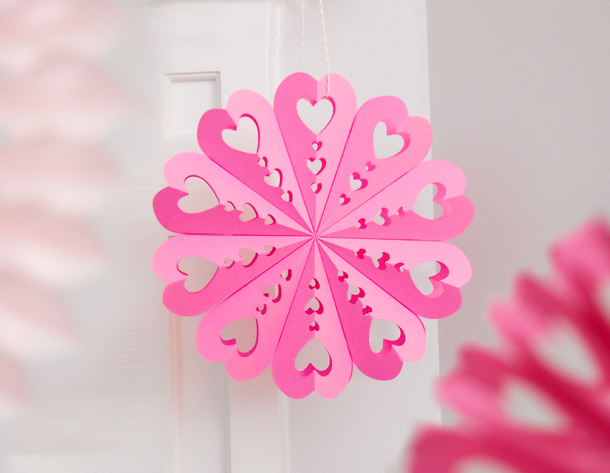 Valentine Paper Fan SVG Template for Cricut, Silhouette, Party Decoration