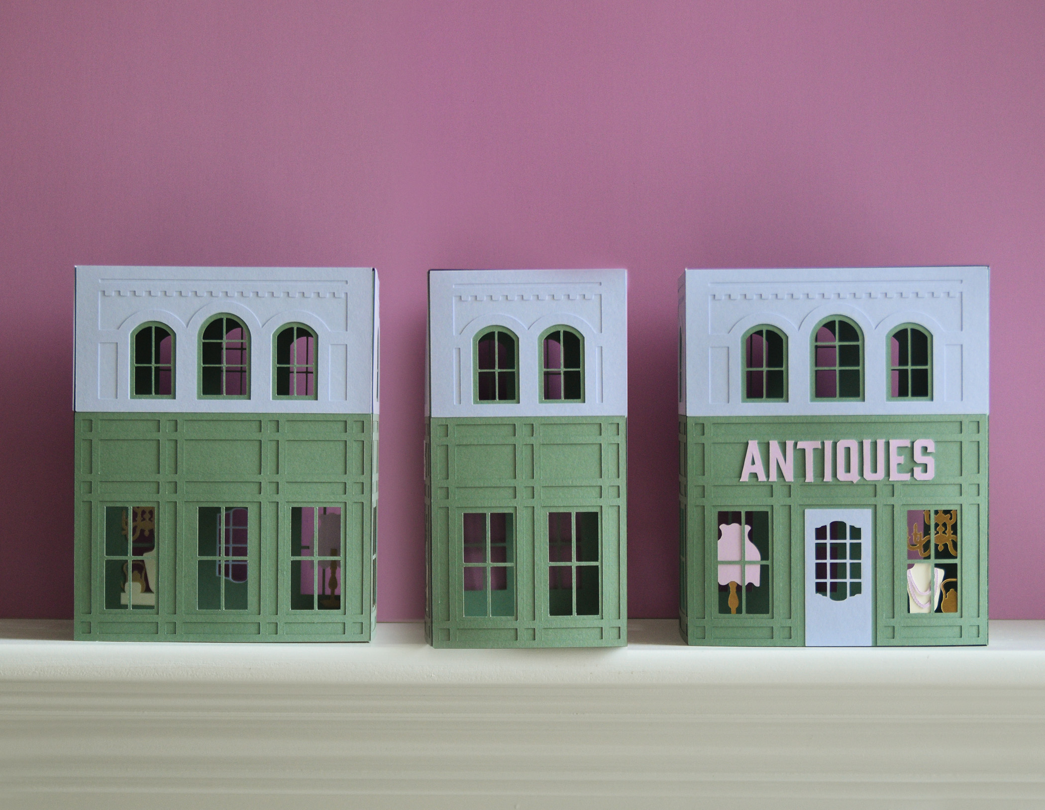 Antique Shop Paper House SVG Template for Cricut | Christmas Village