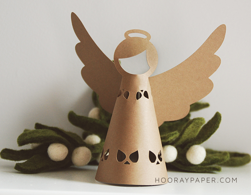 3D Paper Angel SVG Template for Cricut, DIY Christmas Mantel Decor