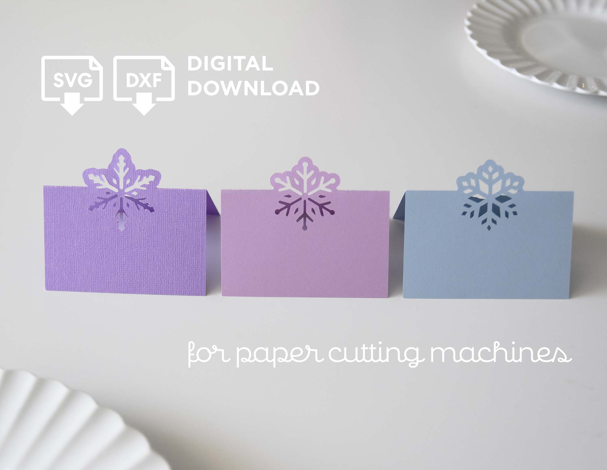 Holiday Place Card SVG Template for Cricut, Snowflake Winter Wedding Name Card