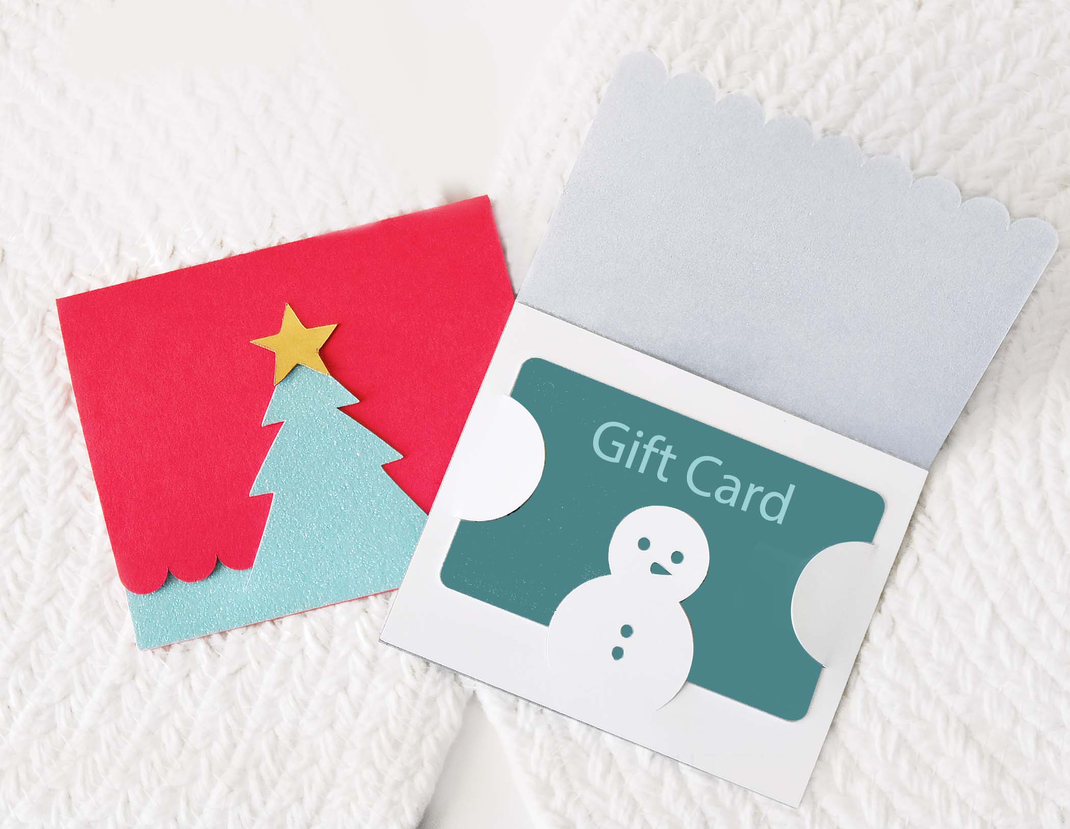 Christmas Gift Card Holder SVG Template for Cricut, Silhouette | Set of 2: Tree and Snowman