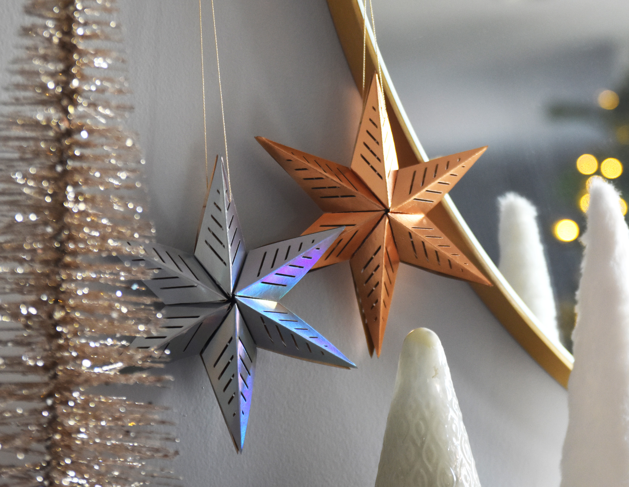 3D Paper Star SVG Template for Cricut, Hanging Party Decor NYE