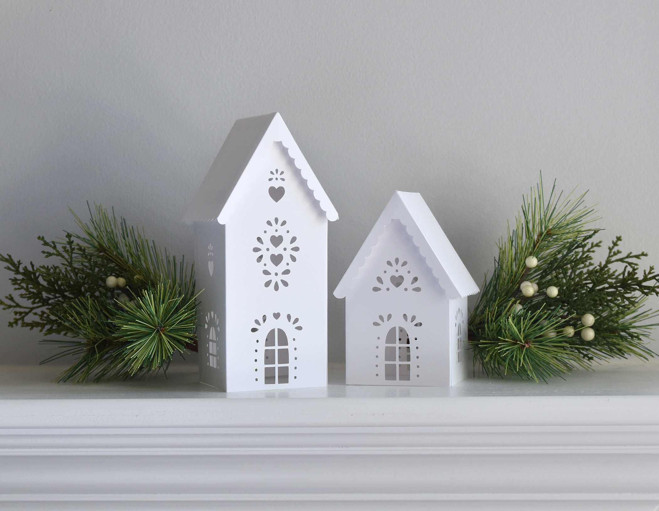 3D Paper Christmas Village SVG Template: Gingerbread House Set