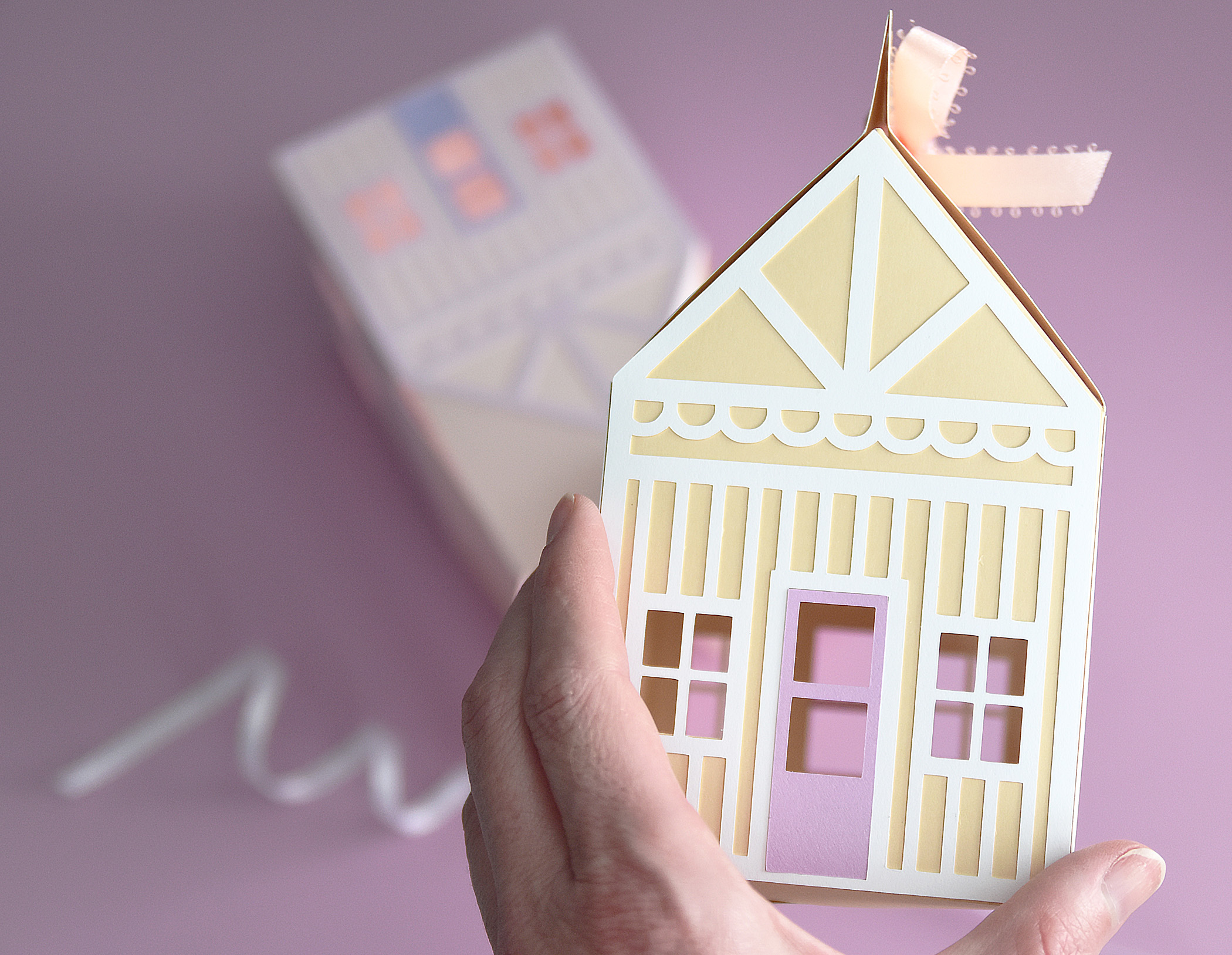 Christmas Village House Gift Box SVG Template for Cutting Machines