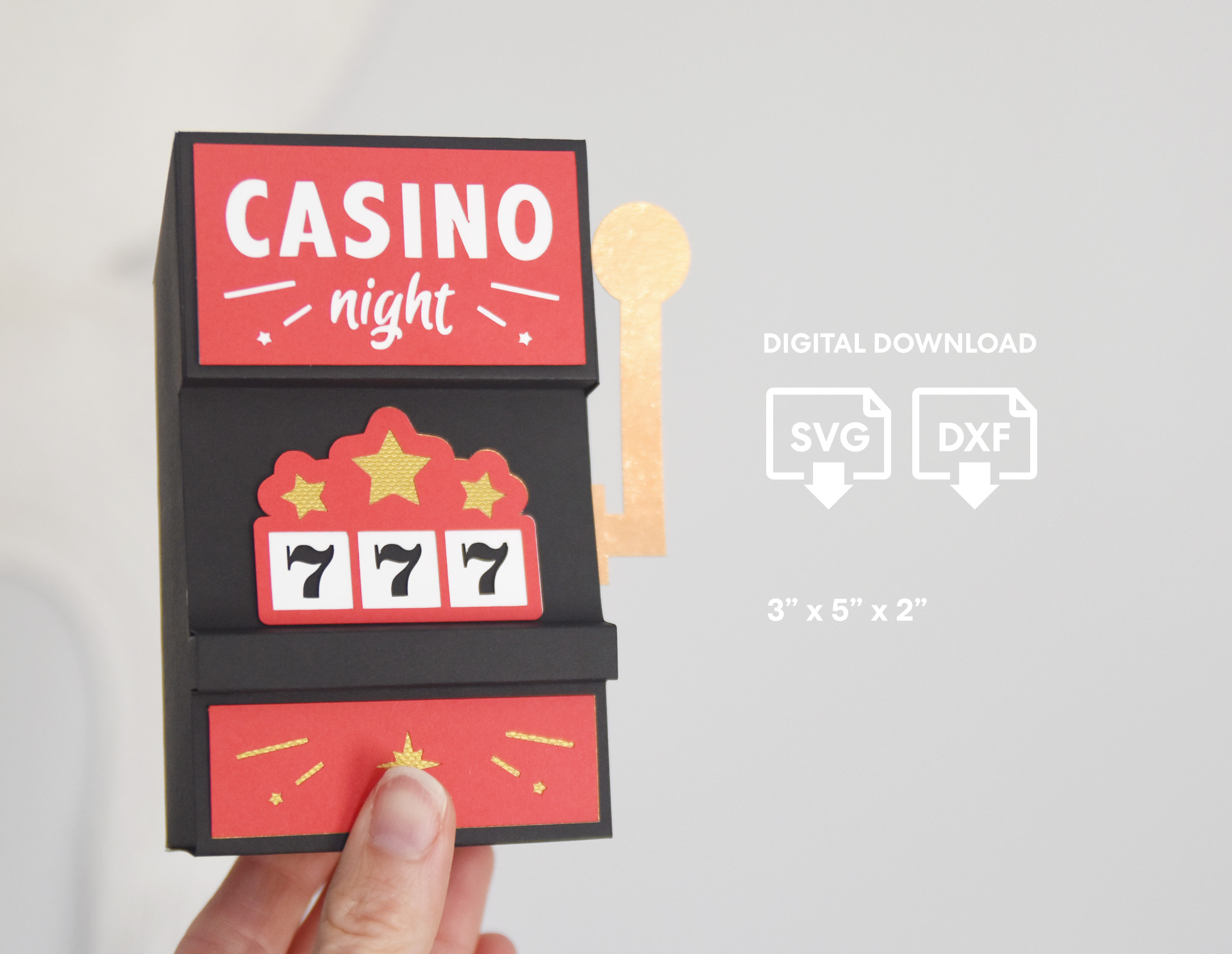 3D Slot Machine SVG Files: Vegas Party Favor Gift Box Template