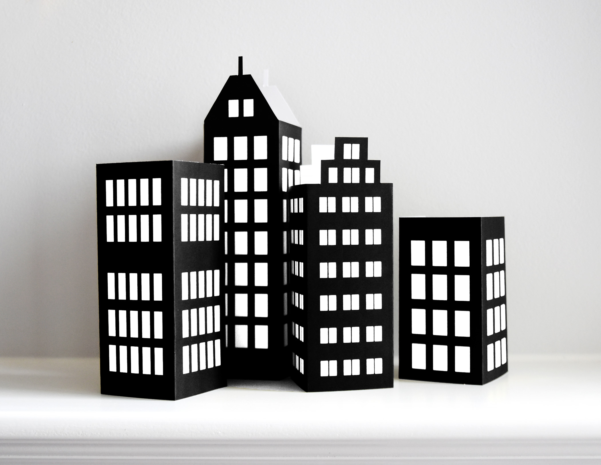 Superhero Birthday Party Decoration PDF Printable | 3D Skyscrapers, Set of 4