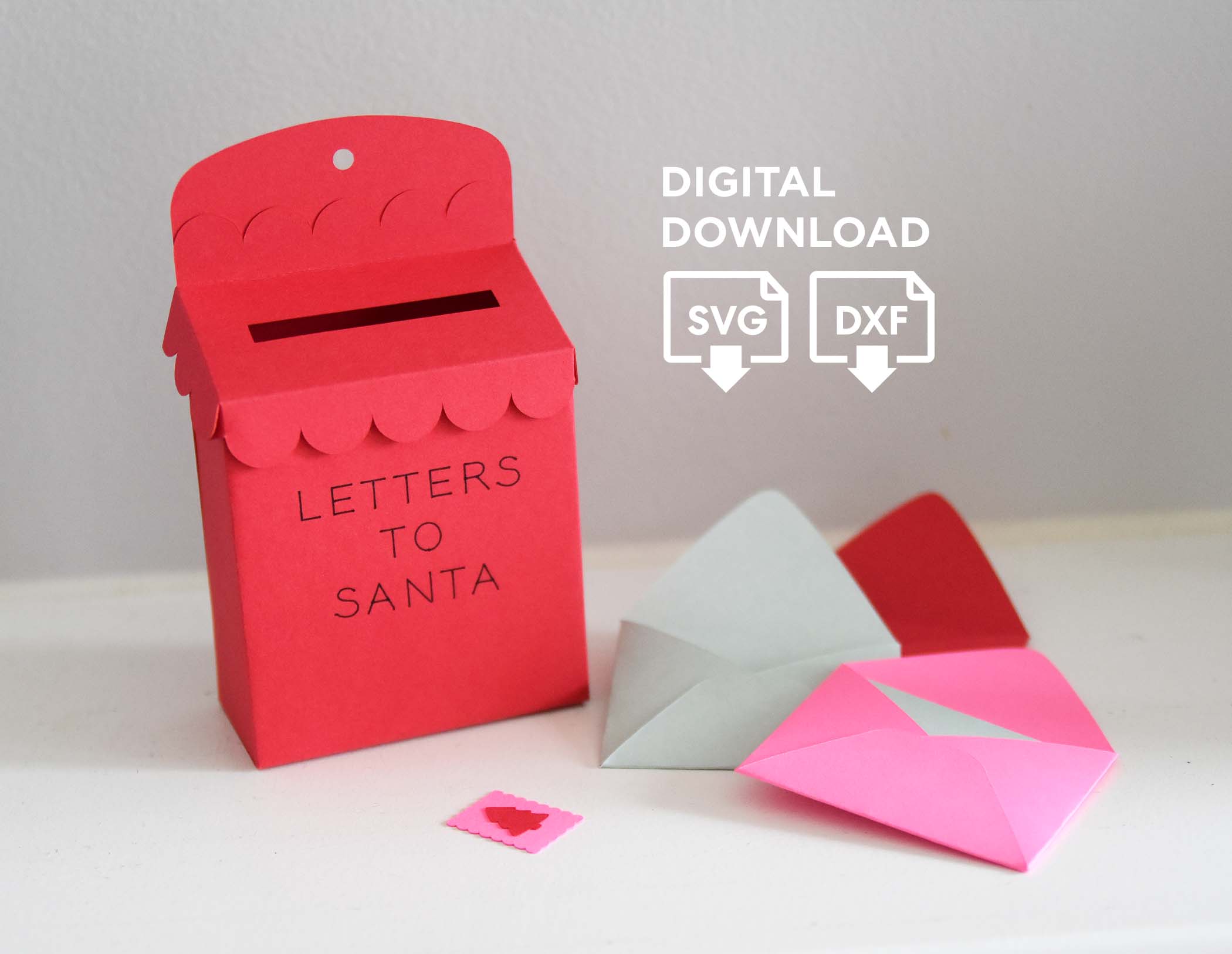 3D Christmas Mailbox SVG Template for Cricut: Letters for Santa Ornament, Gift Card Holder