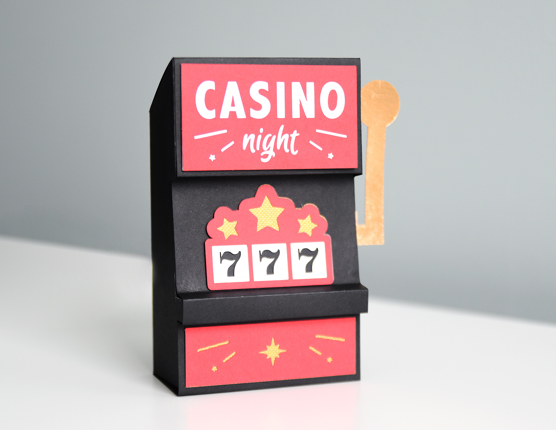 3D Slot Machine SVG Files: Vegas Party Favor Gift Box Template