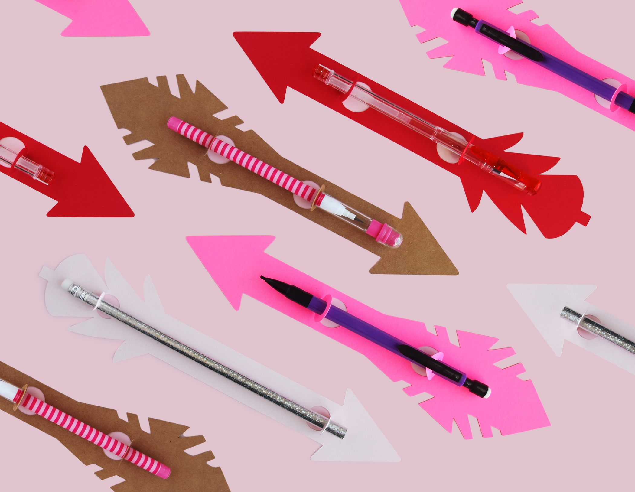 Cupid Arrow Valentine Card Pencil Holder SVG Cutting Files for Cricut, Silhouette