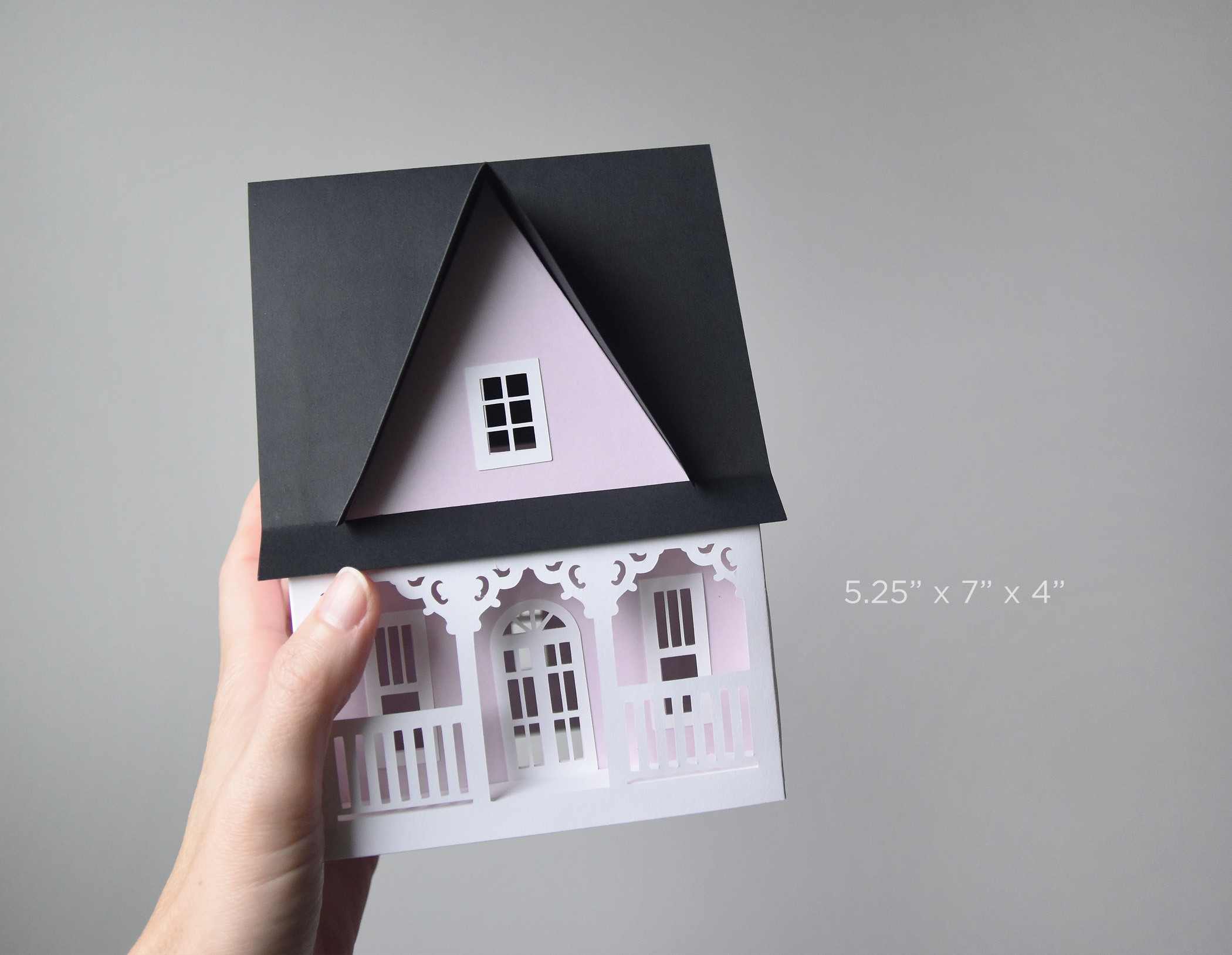 Pink Victorian Paper House SVG Template: 3D Christmas Village