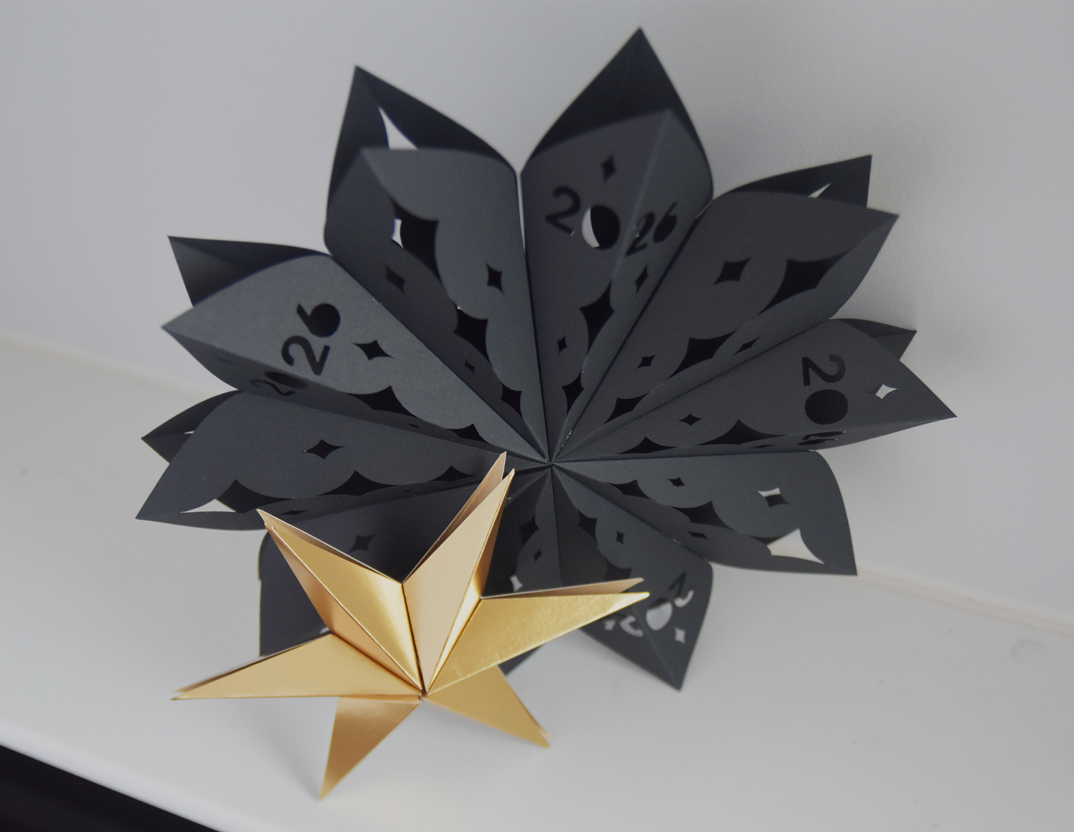 2026 NYE Paper Fan & Star SVG Templates for Cricut or Silhouette