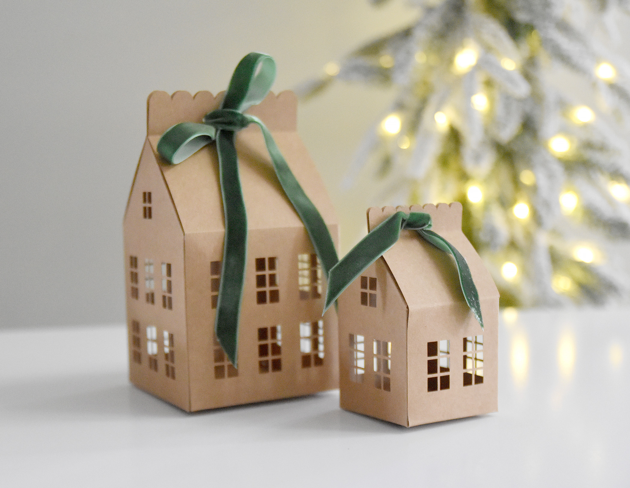 House Gift Box SVG Template for Cricut, Silhouette | Set of 2 Large and Mini