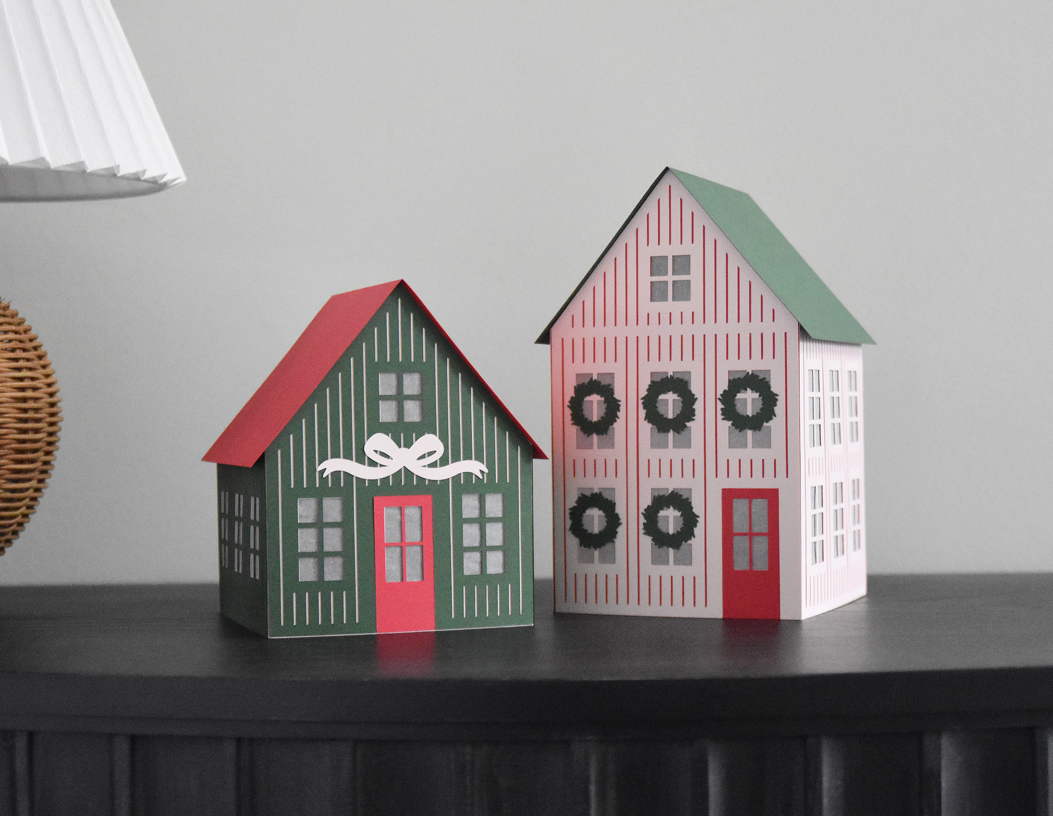 3D Christmas Village Paper House SVG Template for Cricut, Set of 2