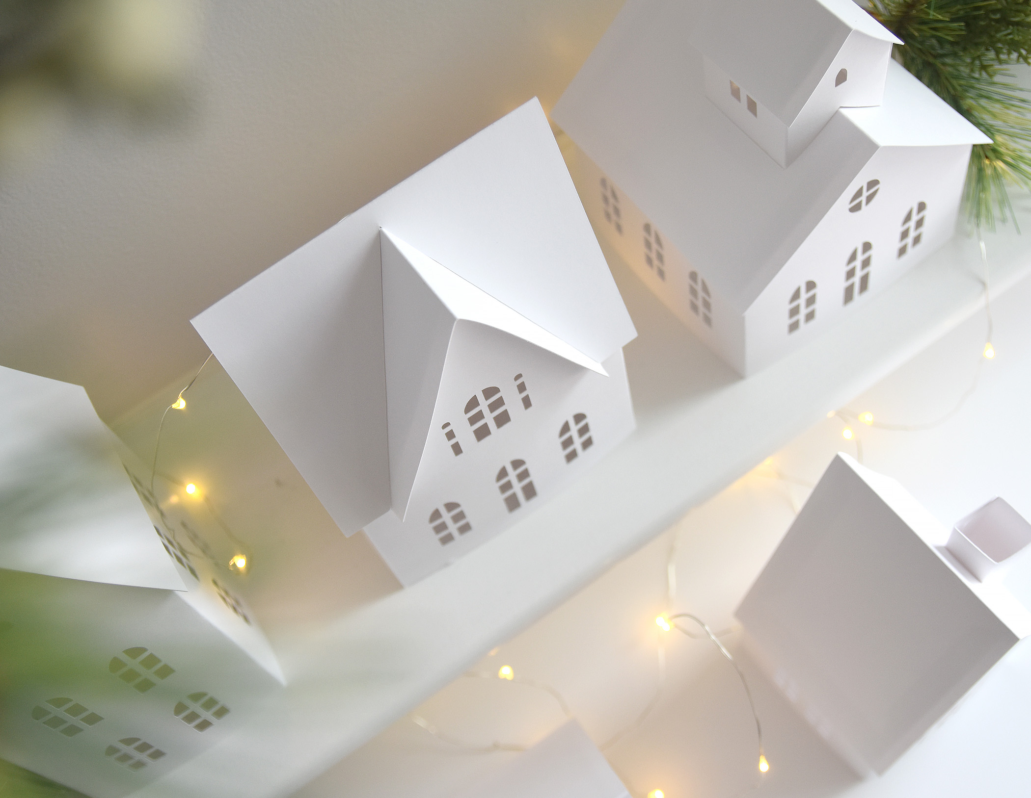 Christmas Village SVG Cut Files for Cricut, DIY Paper House Luminary Templates