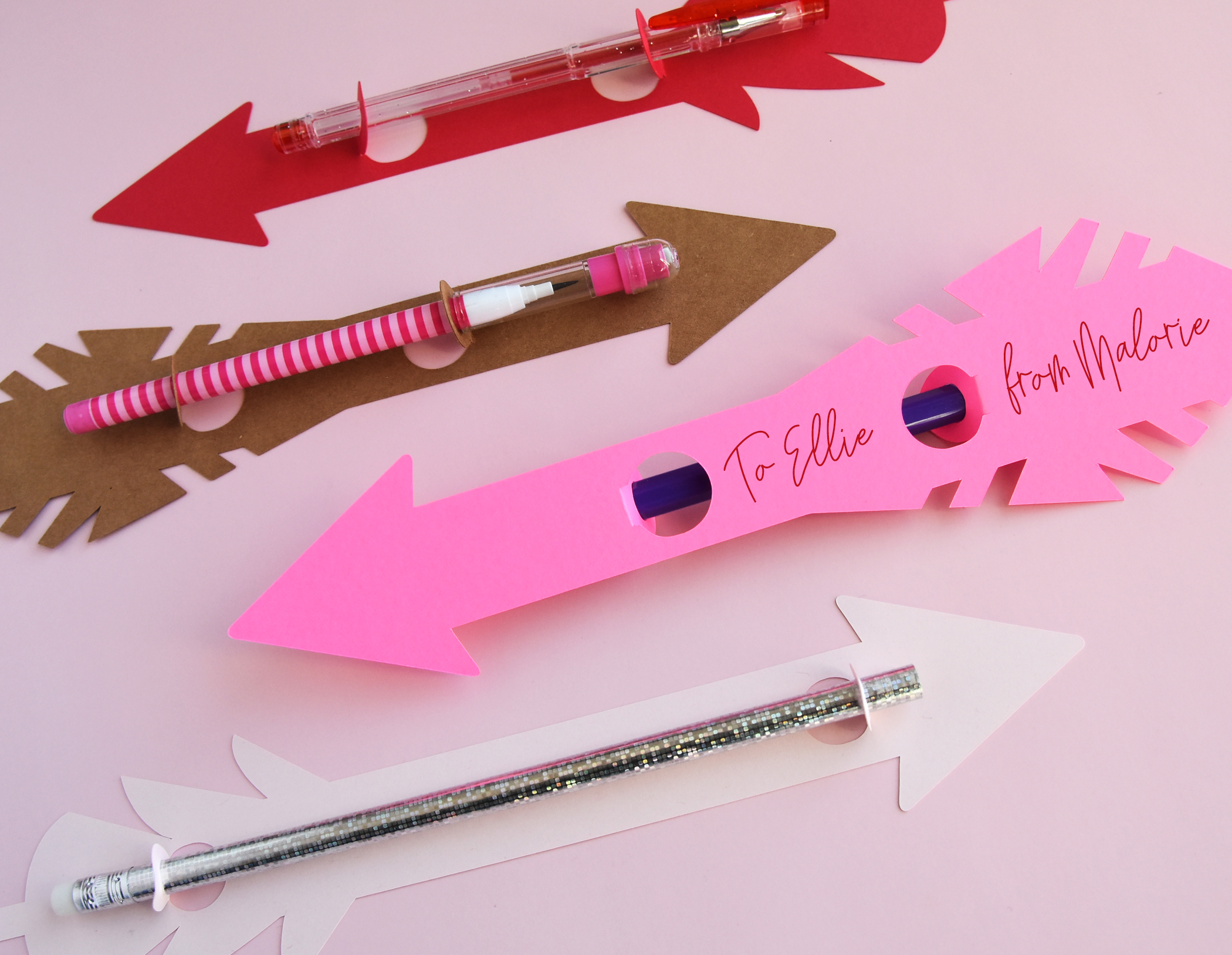 Cupid Arrow Valentine Card Pencil Holder SVG Cutting Files for Cricut, Silhouette