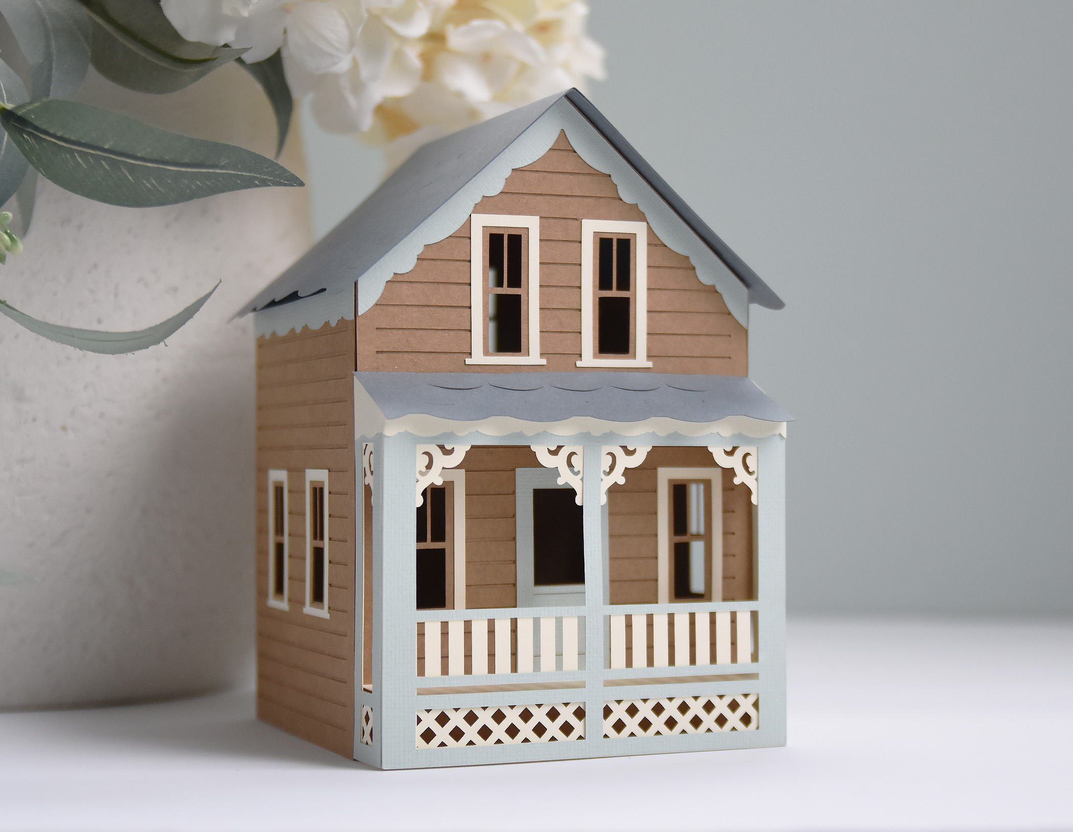 Putz House SVG Template for Cutting Machines: DIY Paper Model House Kit