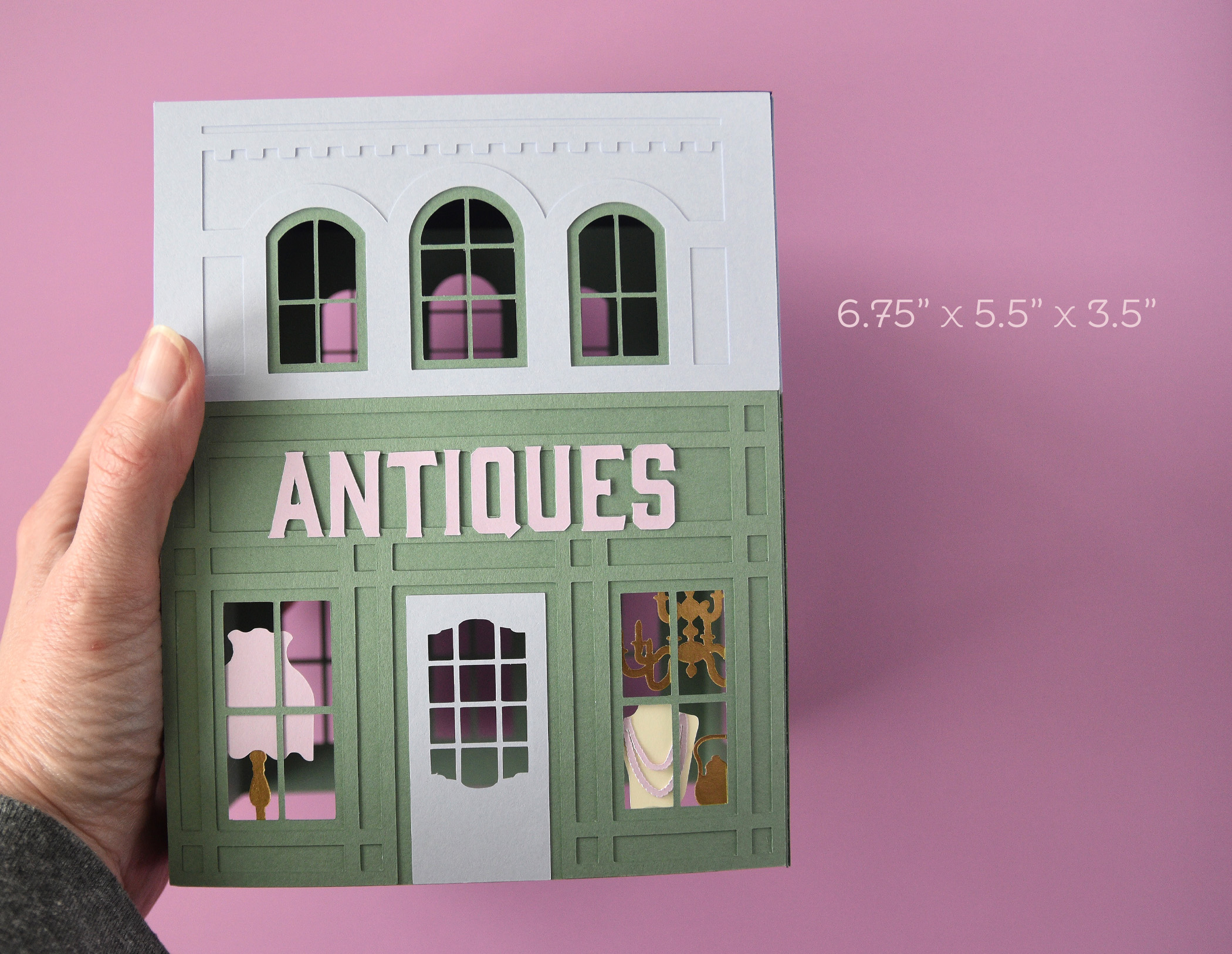 Antique Shop Paper House SVG Template for Cricut | Christmas Village