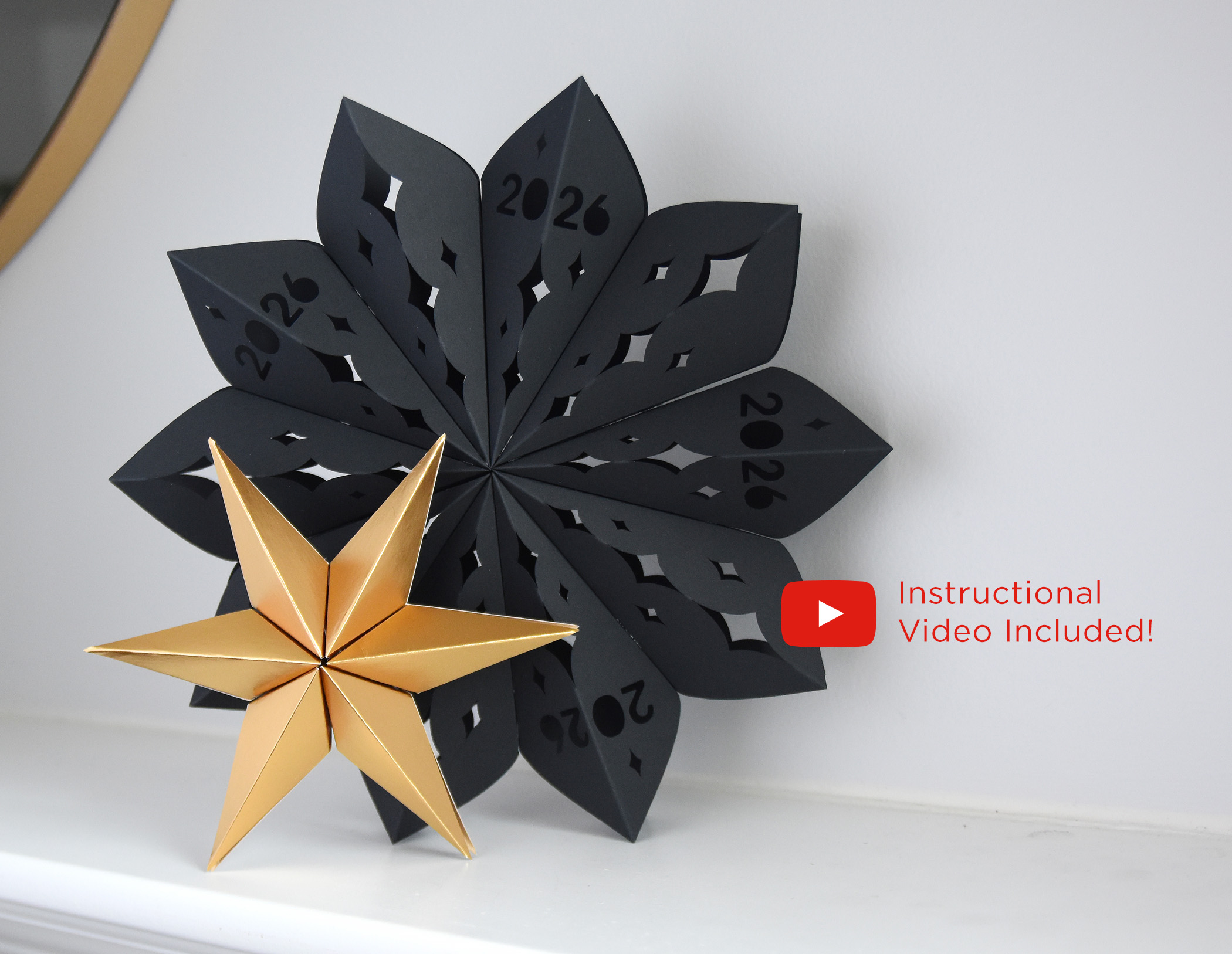 2026 NYE Paper Fan & Star SVG Templates for Cricut or Silhouette