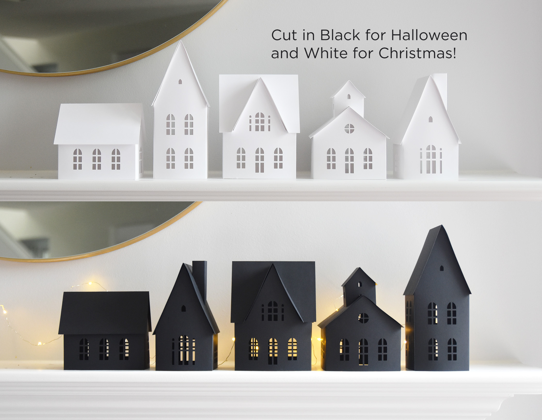 Christmas Village SVG Cut Files for Cricut, DIY Paper House Luminary Templates