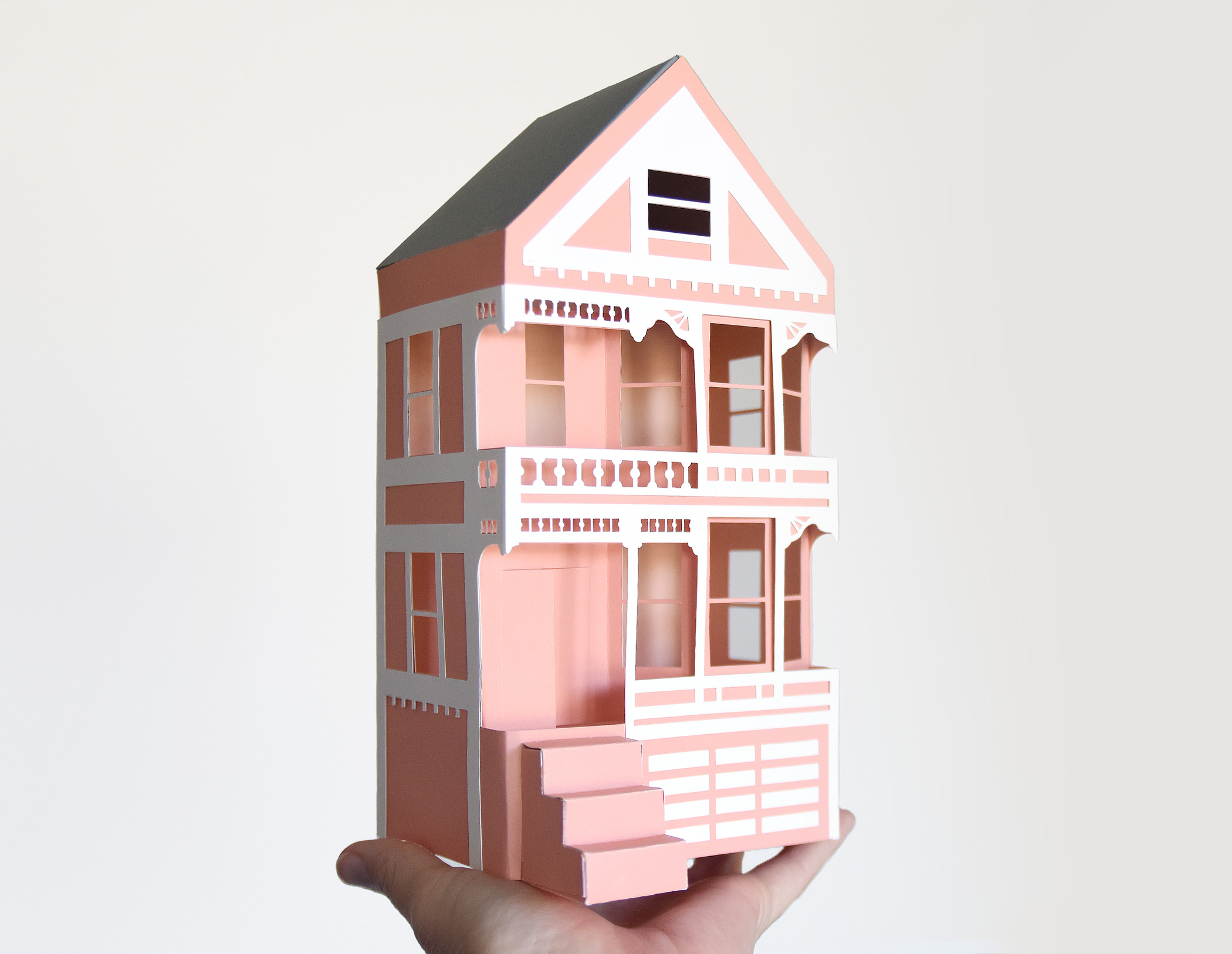 Painted Ladies House SVG Template | Victorian Paper Craft, Christmas Village