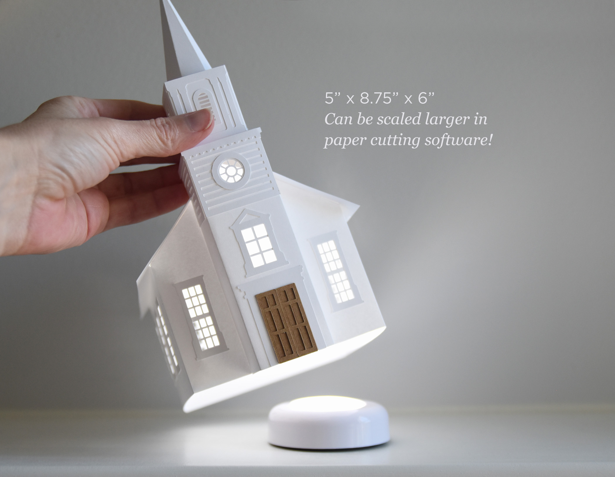 Church SVG Template for Cricut | House Paper Luminary, Christmas Village (Digital Download)