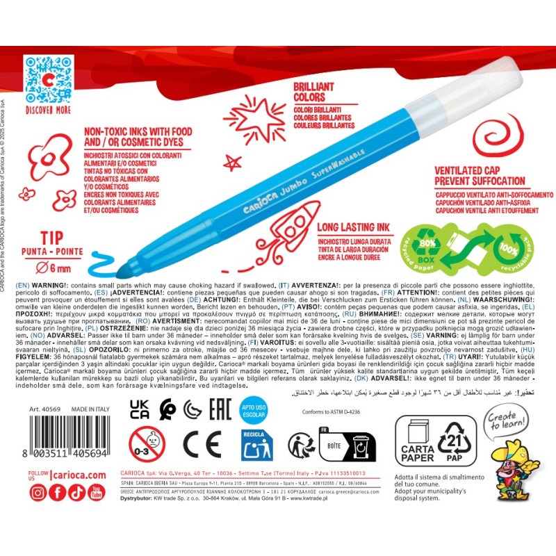 Pennarelli Punta Maxi Jumbo - 12 Pz