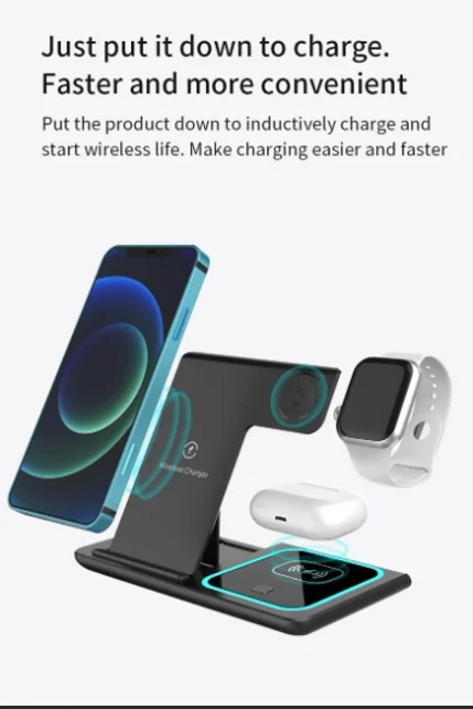 F187 3-in-1 15W Foldable MagSafe Wireless Charger Stand