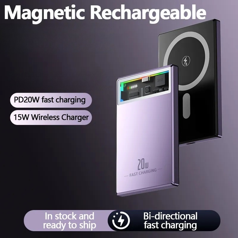 Magnetic Power Bank 5000mah 20W, Ultra-Thin Aluminum Alloy