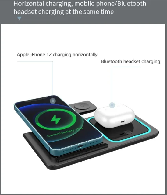 F187 3-in-1 15W Foldable MagSafe Wireless Charger Stand