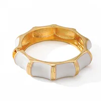 Gold and White Enamel Bangle