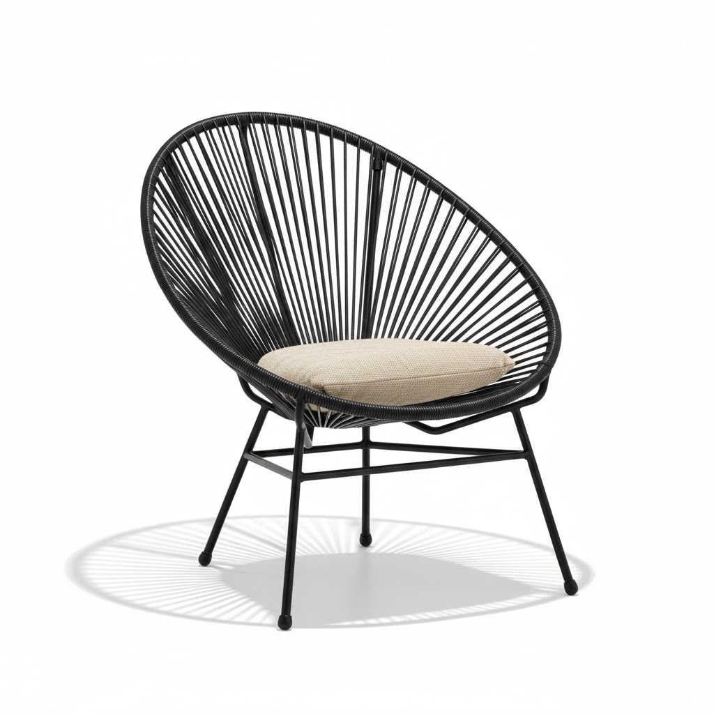 Modern black woven lounge chair