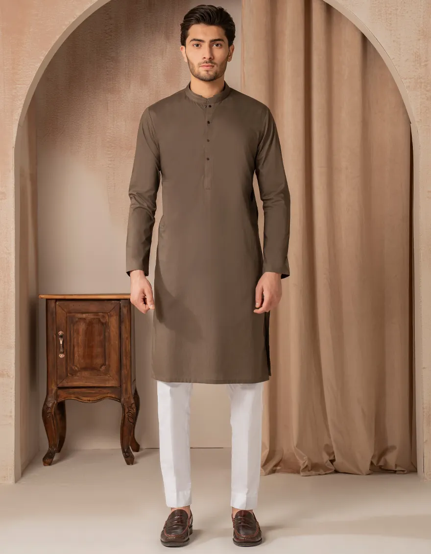 MUD BROWN COTTON CASUAL KURTA