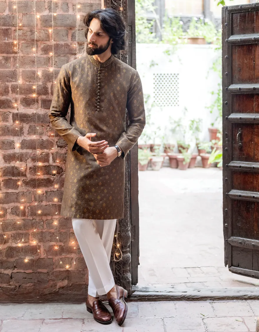 MEHNDI GREEN BLENDED SPECIAL KURTA