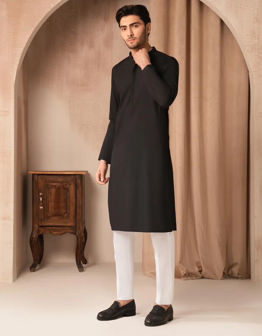 BLACK BLENDED SEMI-FORMAL KURTA